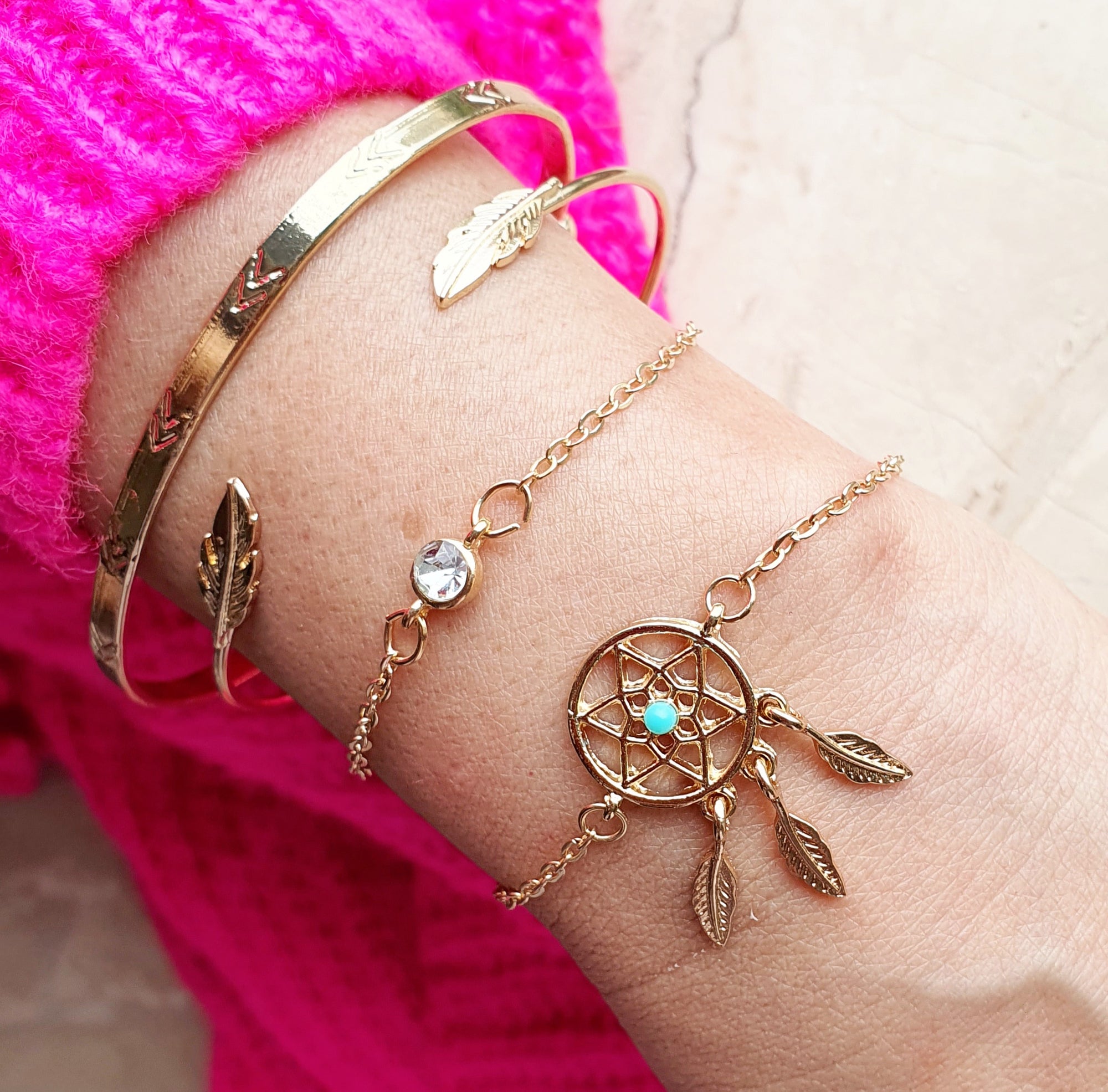 Gold Charm Bracelet Bunch: Dreamcatcher