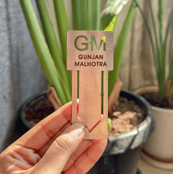 Silver Page Marker Metal Bookmark Personalised Initials Standard