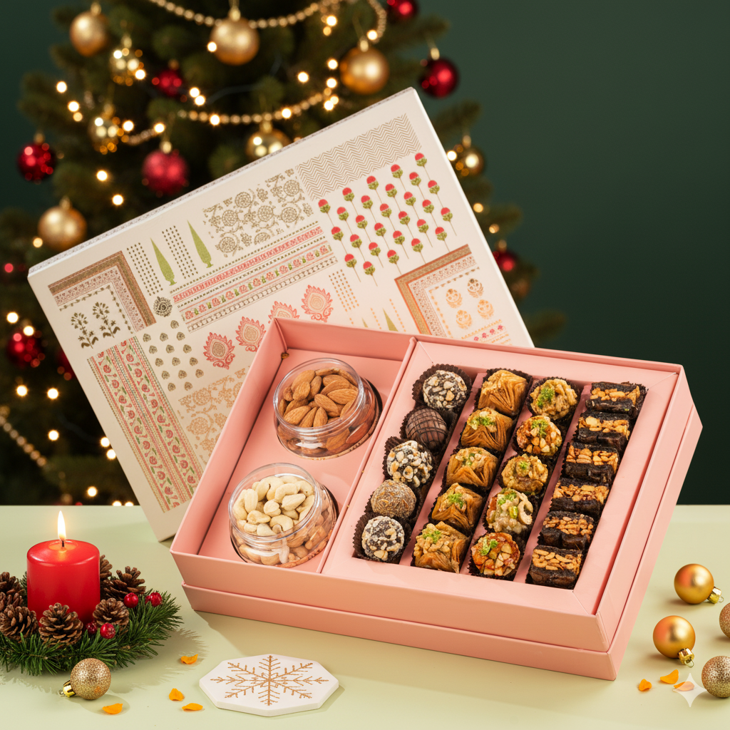 Motif Assorted Baklava, Truffles & Dryfruit Sweets Hamper Box | 1kg