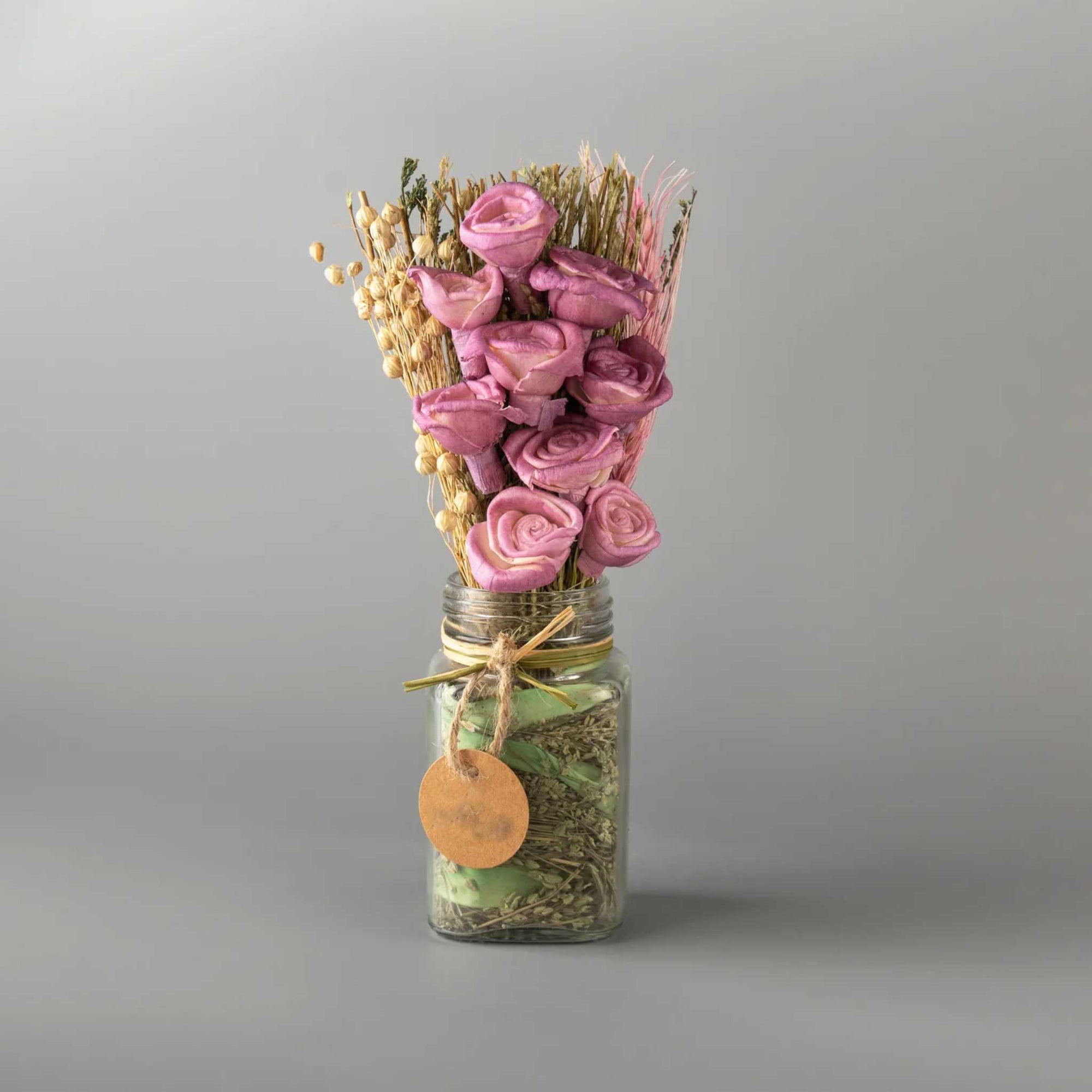 Rosy Reverie Dry Floral Arrangement with Vase