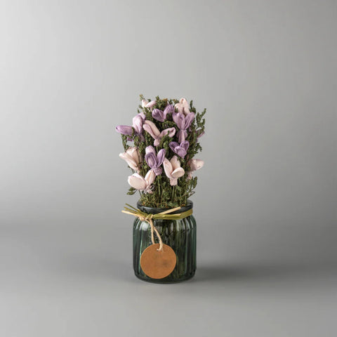 Lavender Sprig Dry Floral Arrangement with Vase.