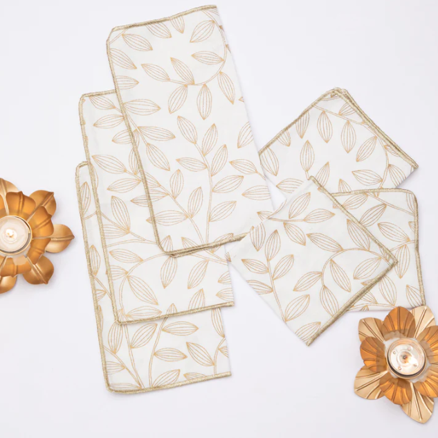 Feuille Gold Cocktail Napkin | Set of 6