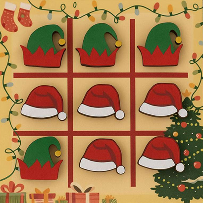 Tic Tac Toe Game – Santa Hat vs Elf Hat