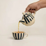 Handmade Ceramic Striped Tea Pot and Cup Set