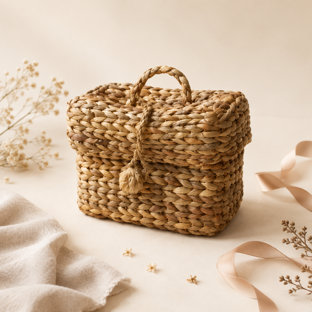 Hyacinth Hamper Basket with Lid