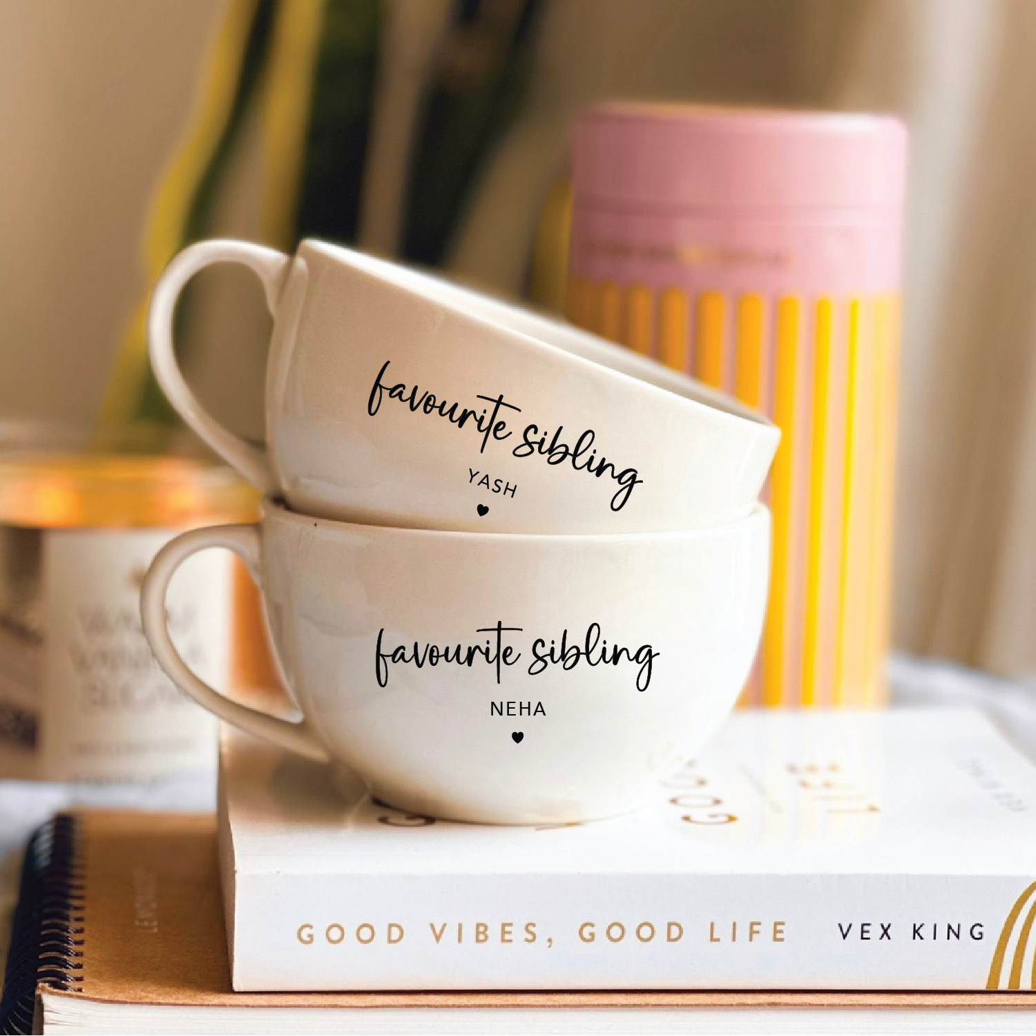 Set of 2 Personalized  Sibling  Mug with Gift Box