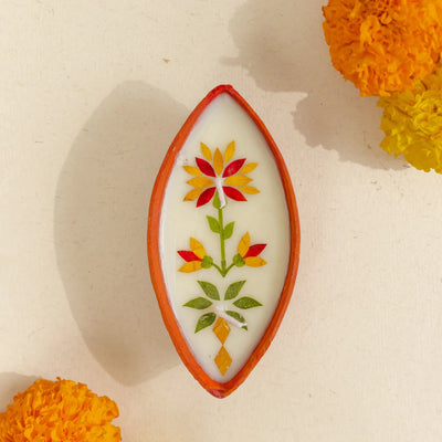 Flower Pressed Boat Diya