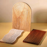 Taarash Striped Wooden Platters- Set of 3