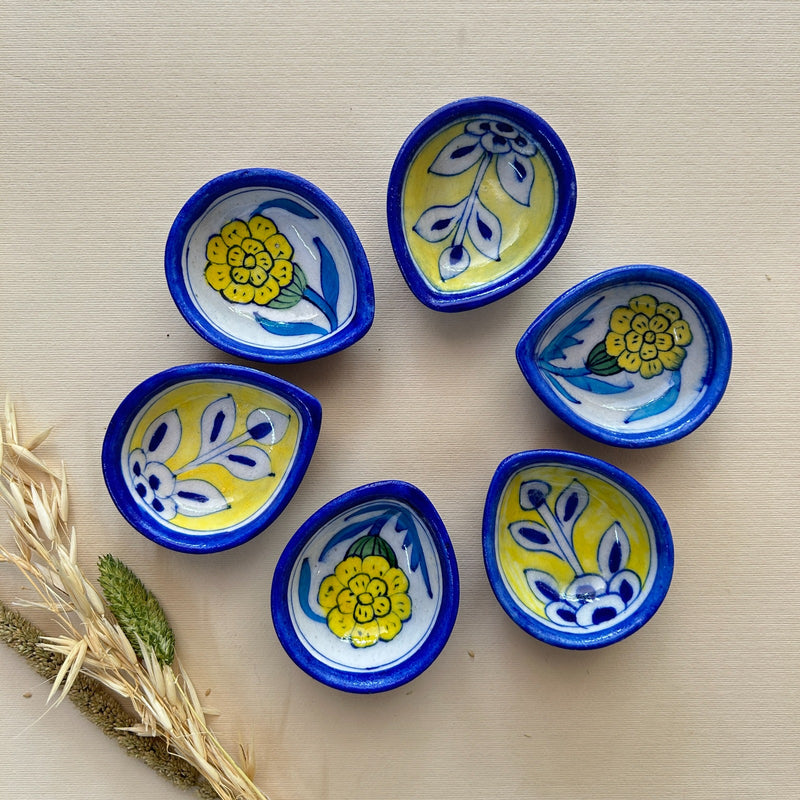 Artisan Blue Pottery Diyas- Set of 2