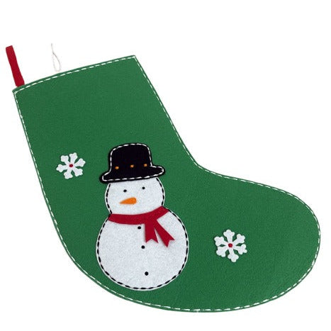 Green Felt Snowman Christmas Stocking