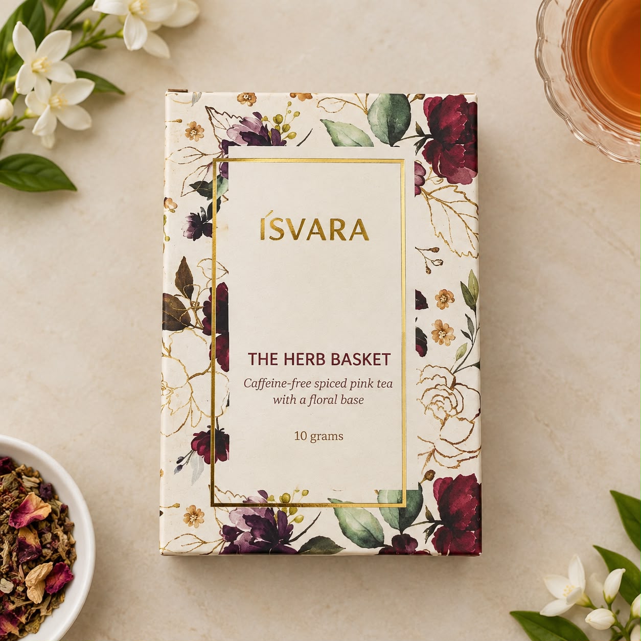 The Herb Basket – Caffeine-Free Spiced Pink Tea with Floral Base