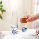 Ball Base Champagne Glass Set Of 2 | 280ml Blue