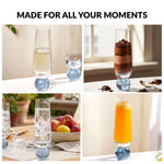 Ball Base Champagne Glass Set Of 2 | 280ml Blue