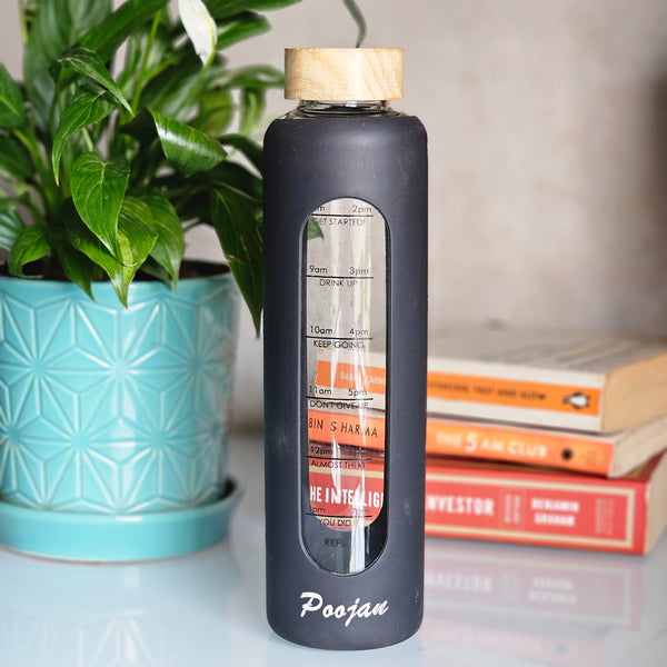 Motivational Glass Bottle with Silicone Sleeve Personalized