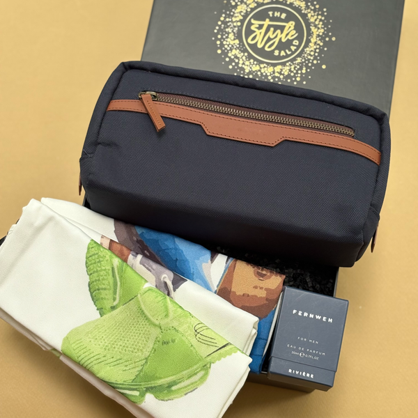 Bro-Voyage travel gift hamper for brother with dopp kit and shoe bags