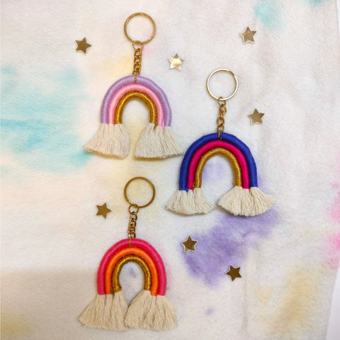 Macrame Mini Rainbow Keychain