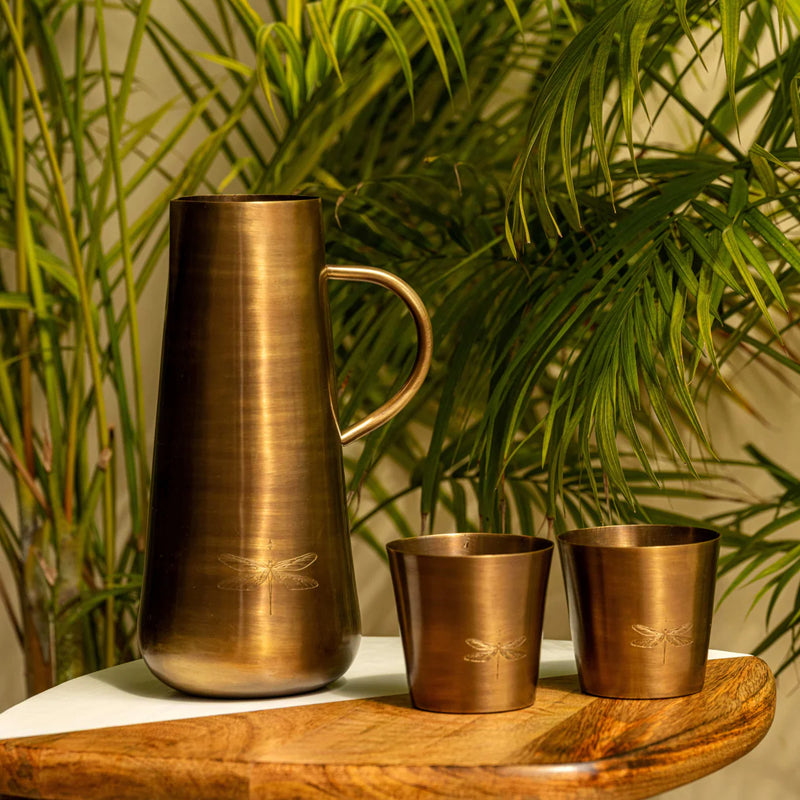 Jugnu Brass Jug & Glass Set