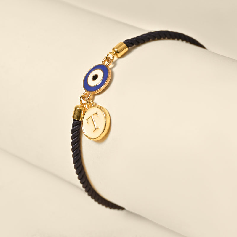 Personalised Initial Evil Eye Bracelet With Charm