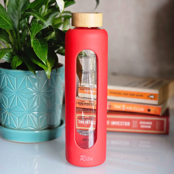 Motivational Glass Bottle with Silicone Sleeve Personalized
