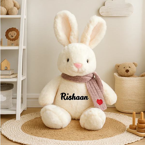 Snug Mocha Scarf Bunny Personalised Babble Wrap