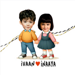 Sibling Duo Caricature Rakhi Personalised