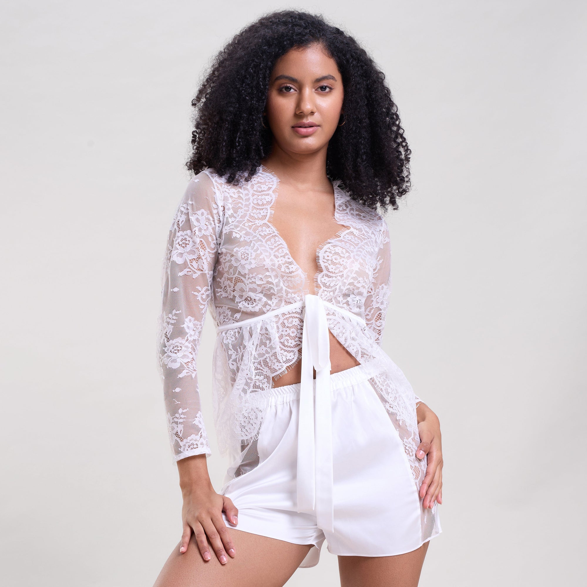 White Lace Shrug & Shorts