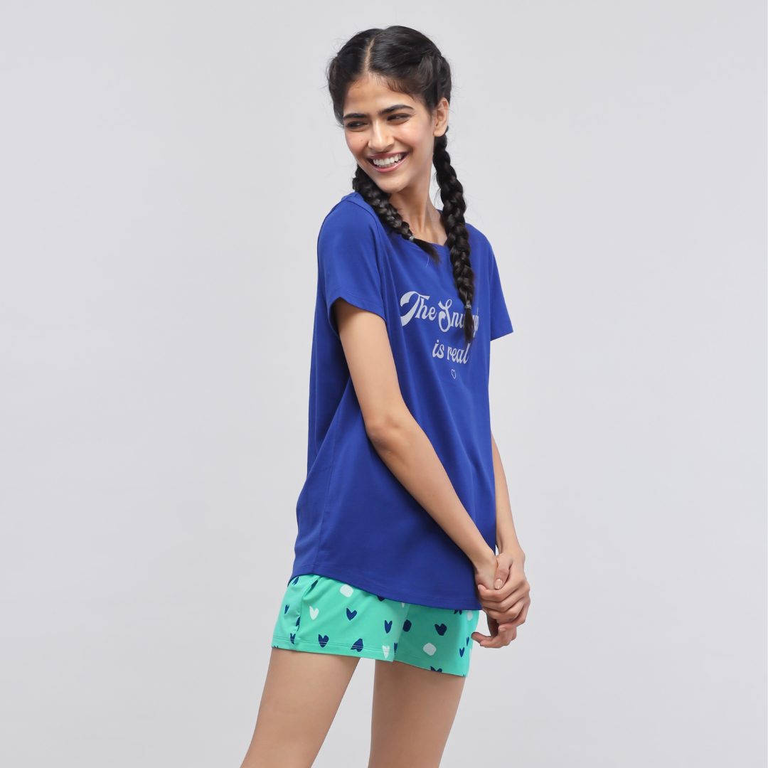 Snuggle Is Real Blue Shorts Set - the style salad