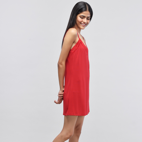 Cherry Red Lace Short Dress - the style salad