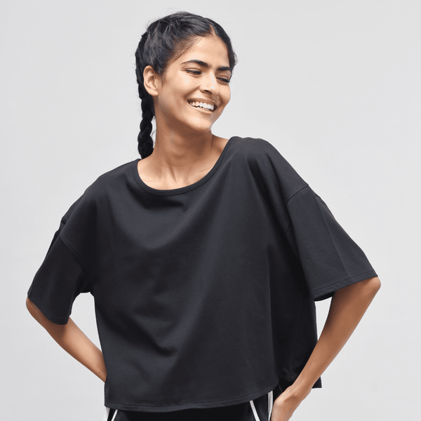 Boxy Black Cotton Shorts Set - the style salad