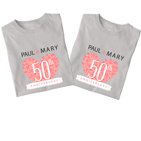 Personalised Anniversary couples t-shirt - The Style Salad
