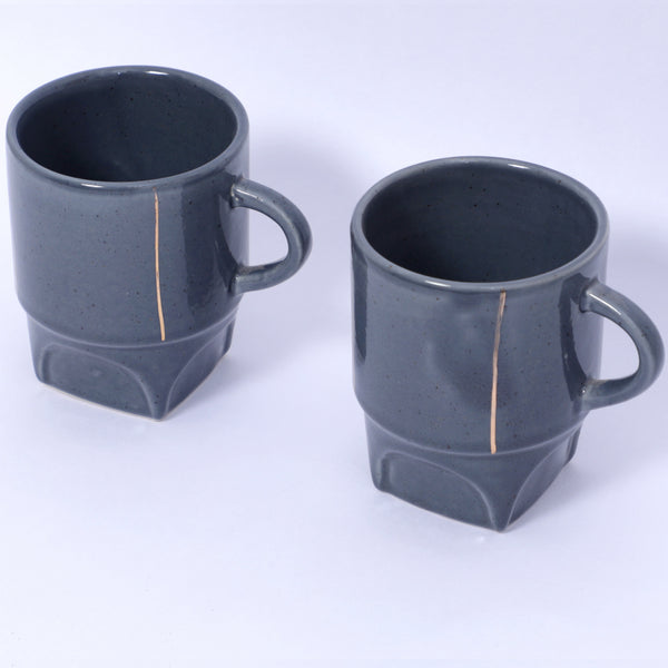 Cement blue ceramic gold plated mug - the style salad