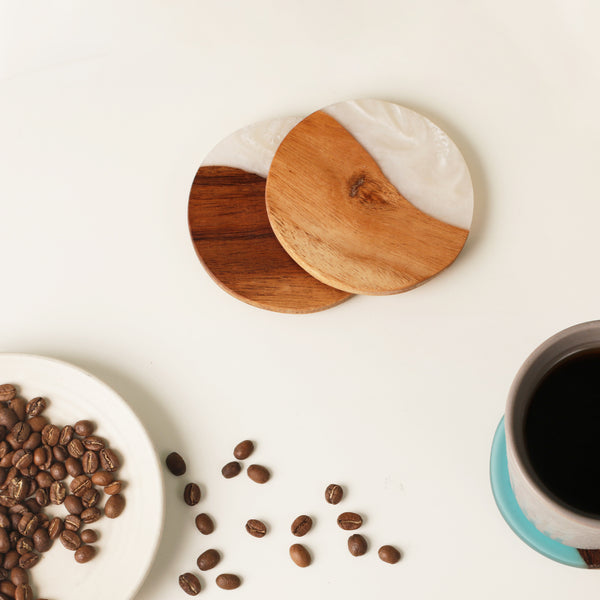 Round Acacia Wood Coasters - The Style Salad