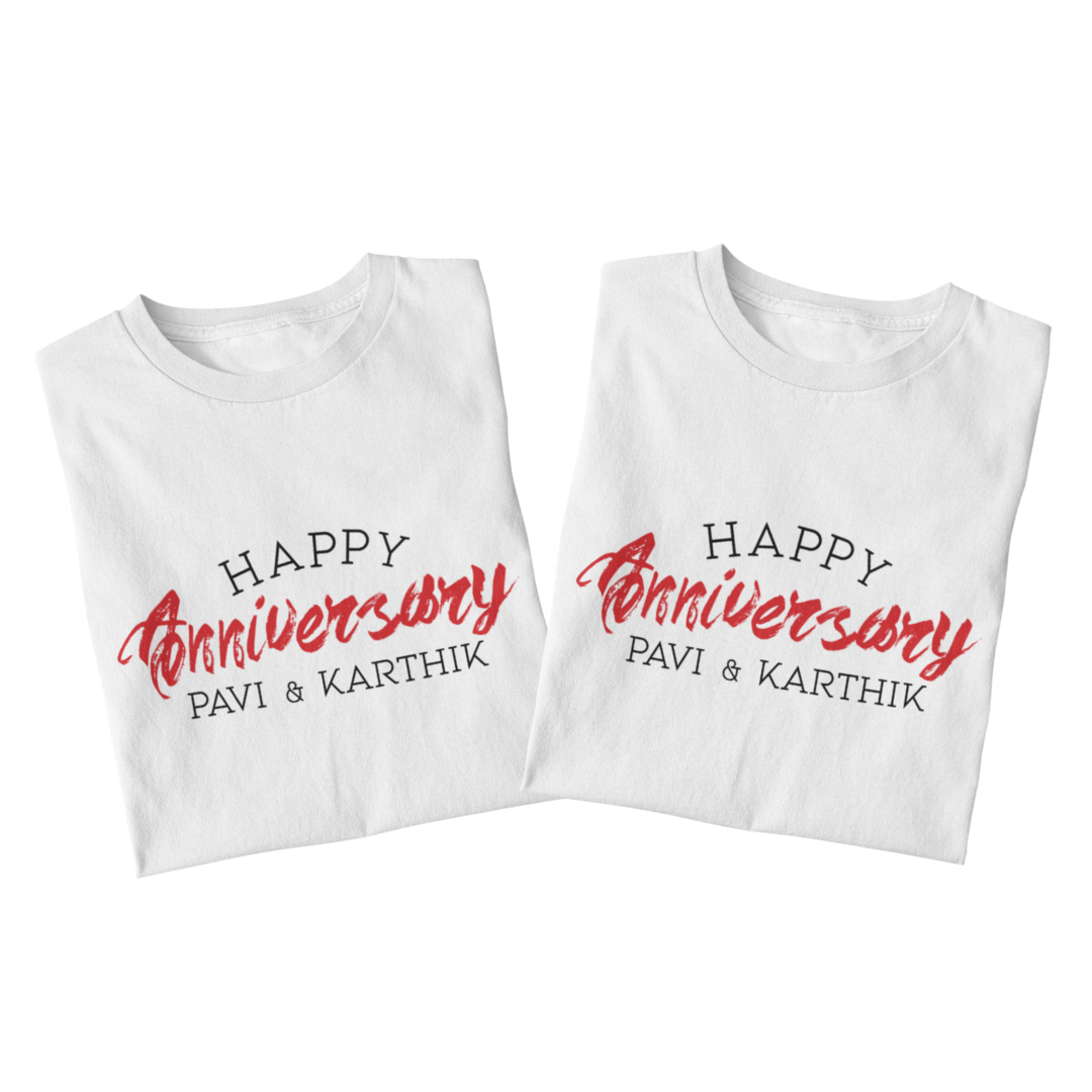 Happy anniversary Couples T-shirt: Personalised