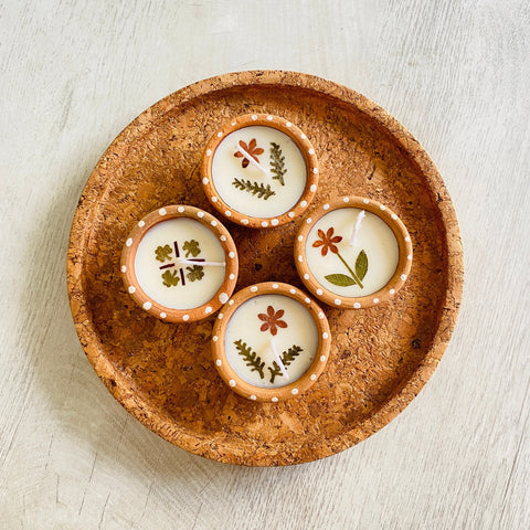 Flower Pressed Terracotta Diyas - The Style Salad