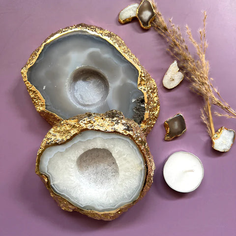 Agate Gemstone Tea light Candle