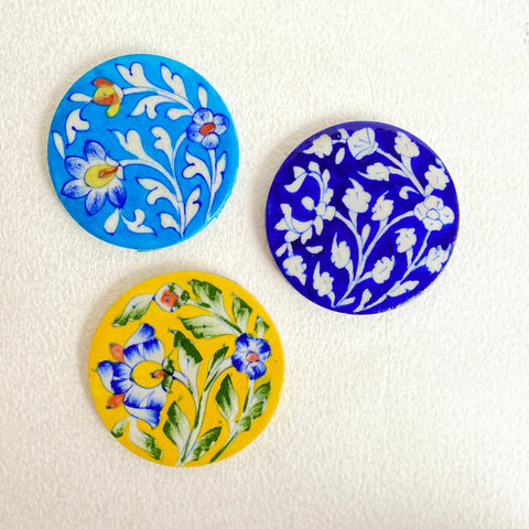 Blossom Blue Pottery Coaster Set - The Style Salad