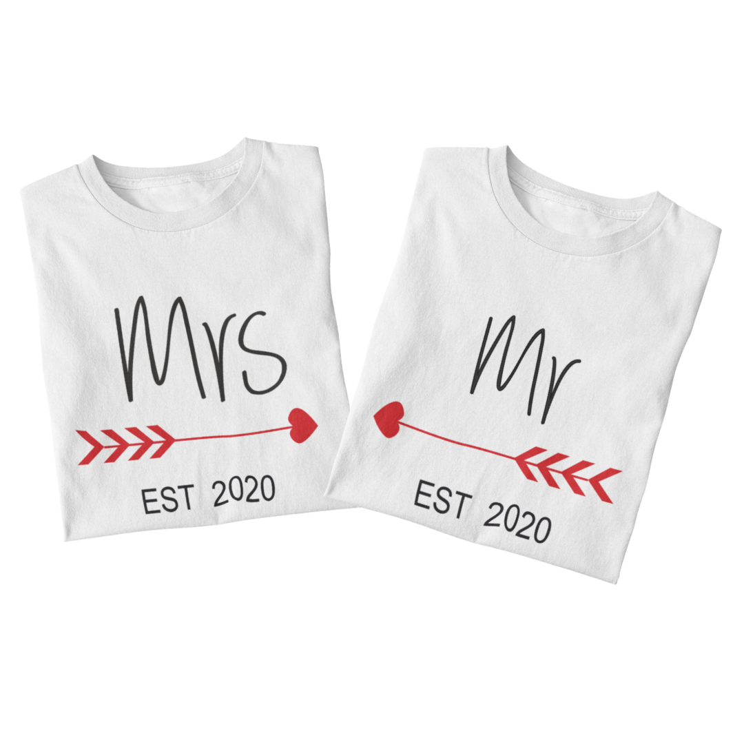Mrs and Mr couples T-shirt: Personalised
