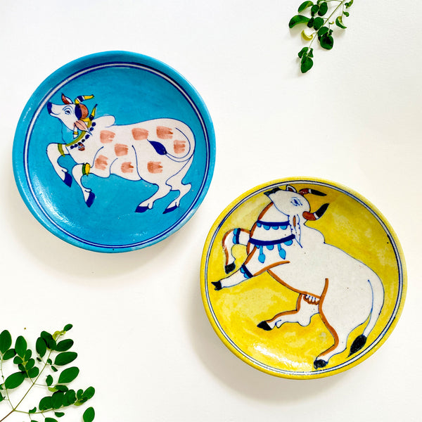 Nandi cow blue pottery Plates - the style salad