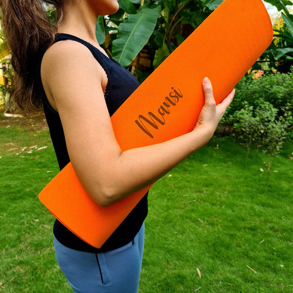 Orange personalised yoga mat - the style salad
