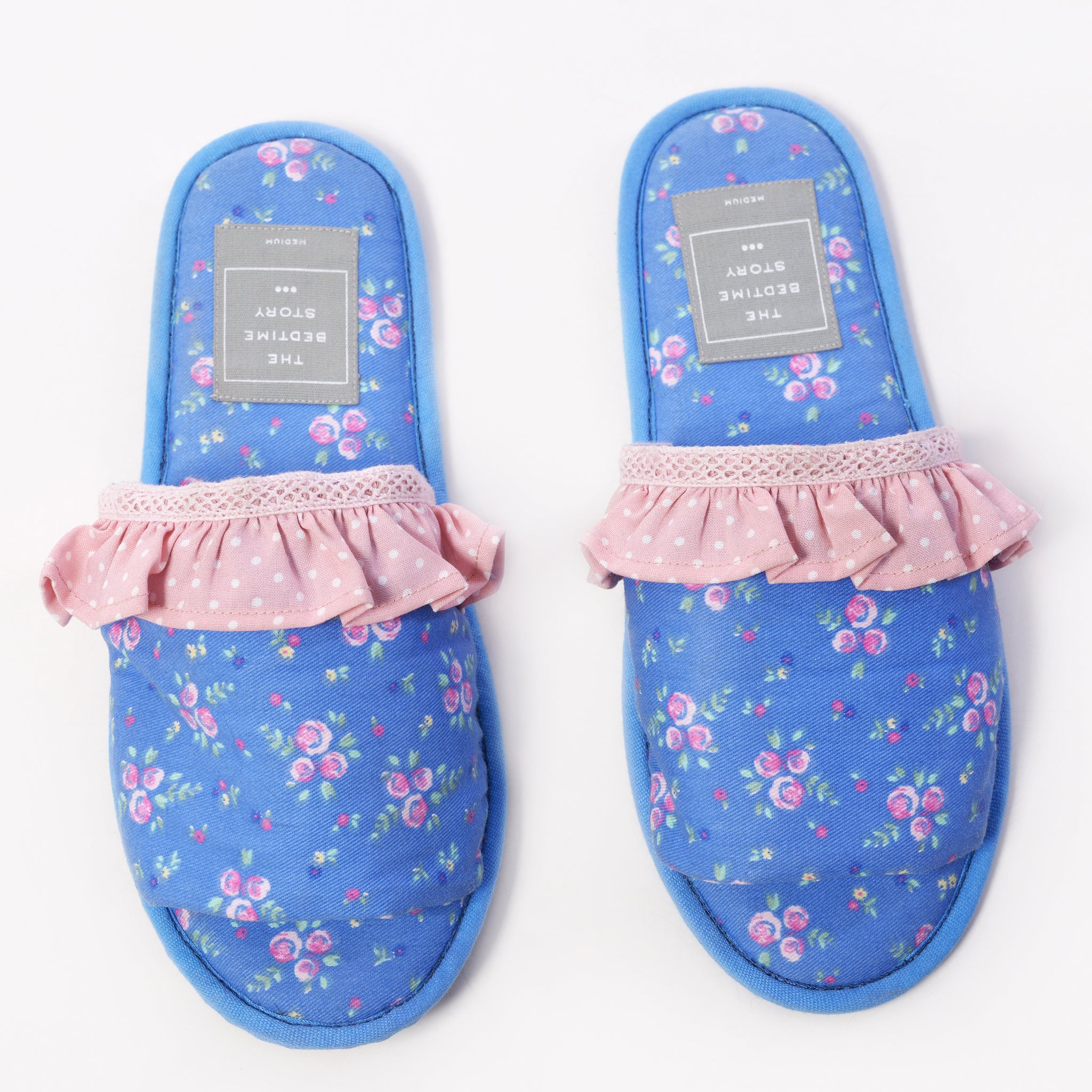 Cobalt Blue Floral Slippers - The Style Salad