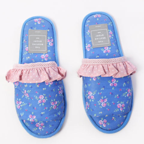 Cobalt Blue Floral Slippers - The Style Salad