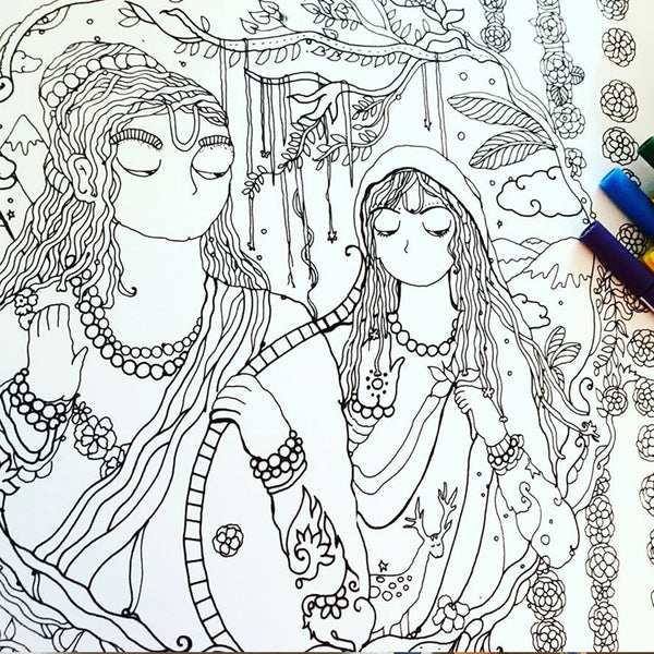 Gods & Goddesses Of India Adult Colouring Book - The Style Salad