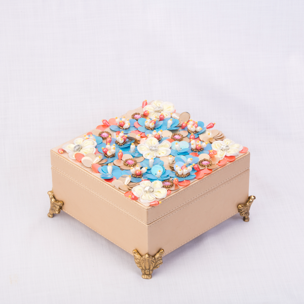 3d Poppy embellished trousseau trinket box