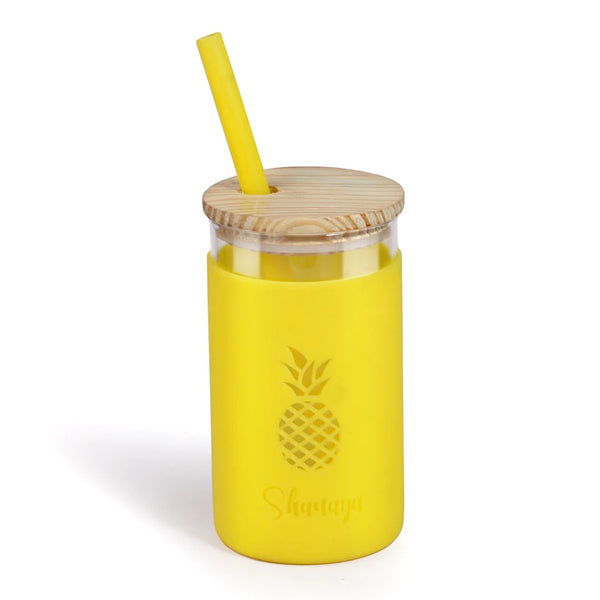 Personalized Glass Tumblers with Silicone Sleeve & Straw -The Style Salad