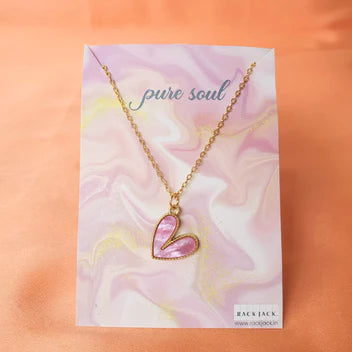Glass Heart Gold Necklace - the style salad