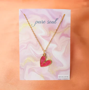 Glass Heart Gold Necklace - the style salad