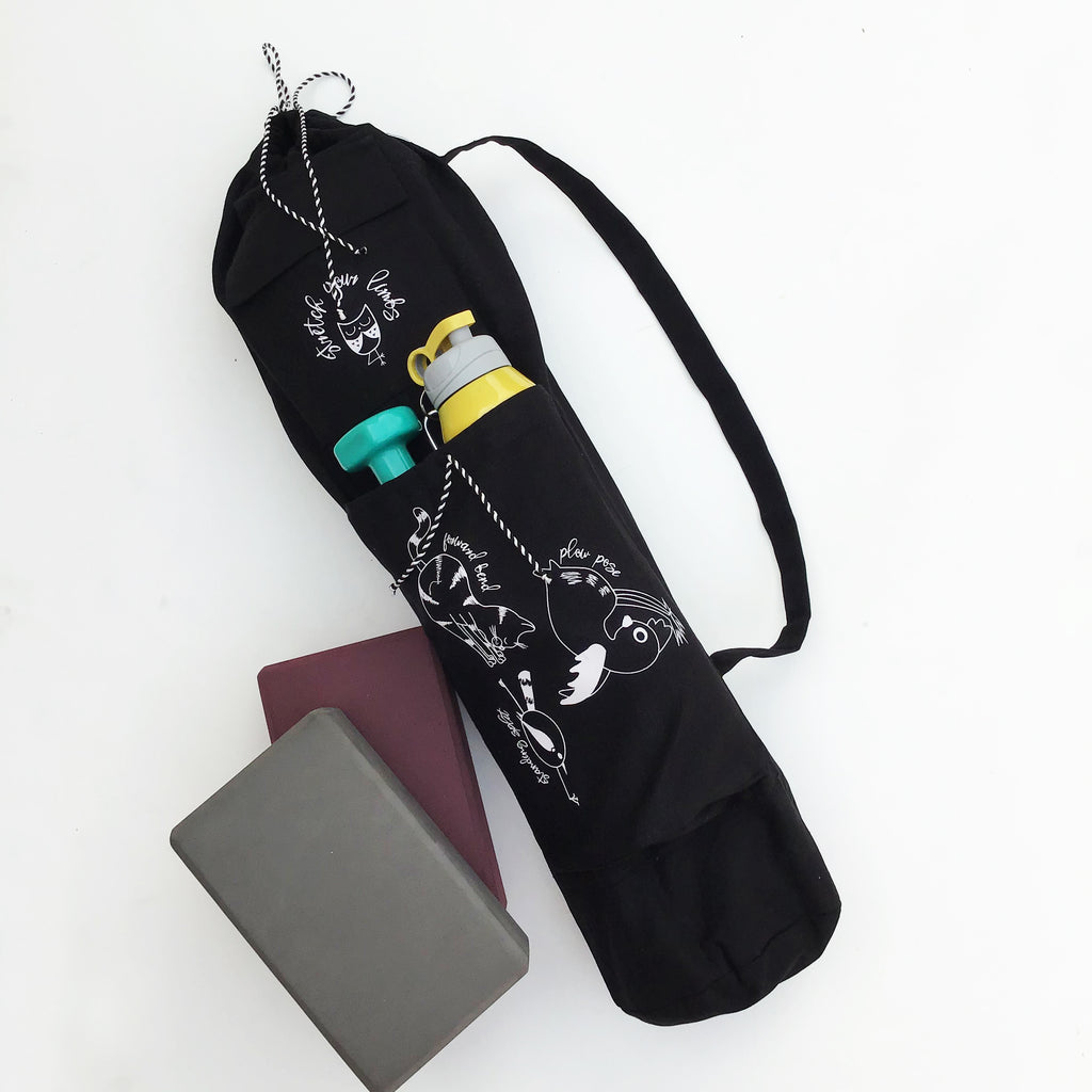 Denim Yoga Mat Bag with Zipper Pocket and Bottle Holder  Proyog