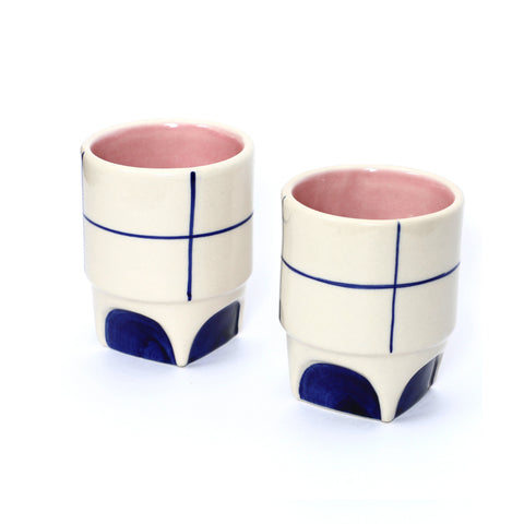 CHECKERED hand painted ceramic mug - the style salad