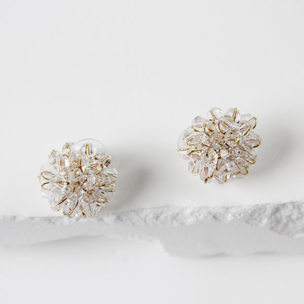 Dahlia Crystal Flower Stud Earrings - the style salad