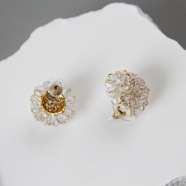 Dahlia Crystal Flower Stud Earrings - the style salad